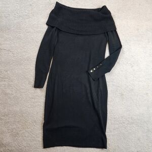 Eliza J off the shoulder Sweater Dress Long Sleeve Black Knit Size Large